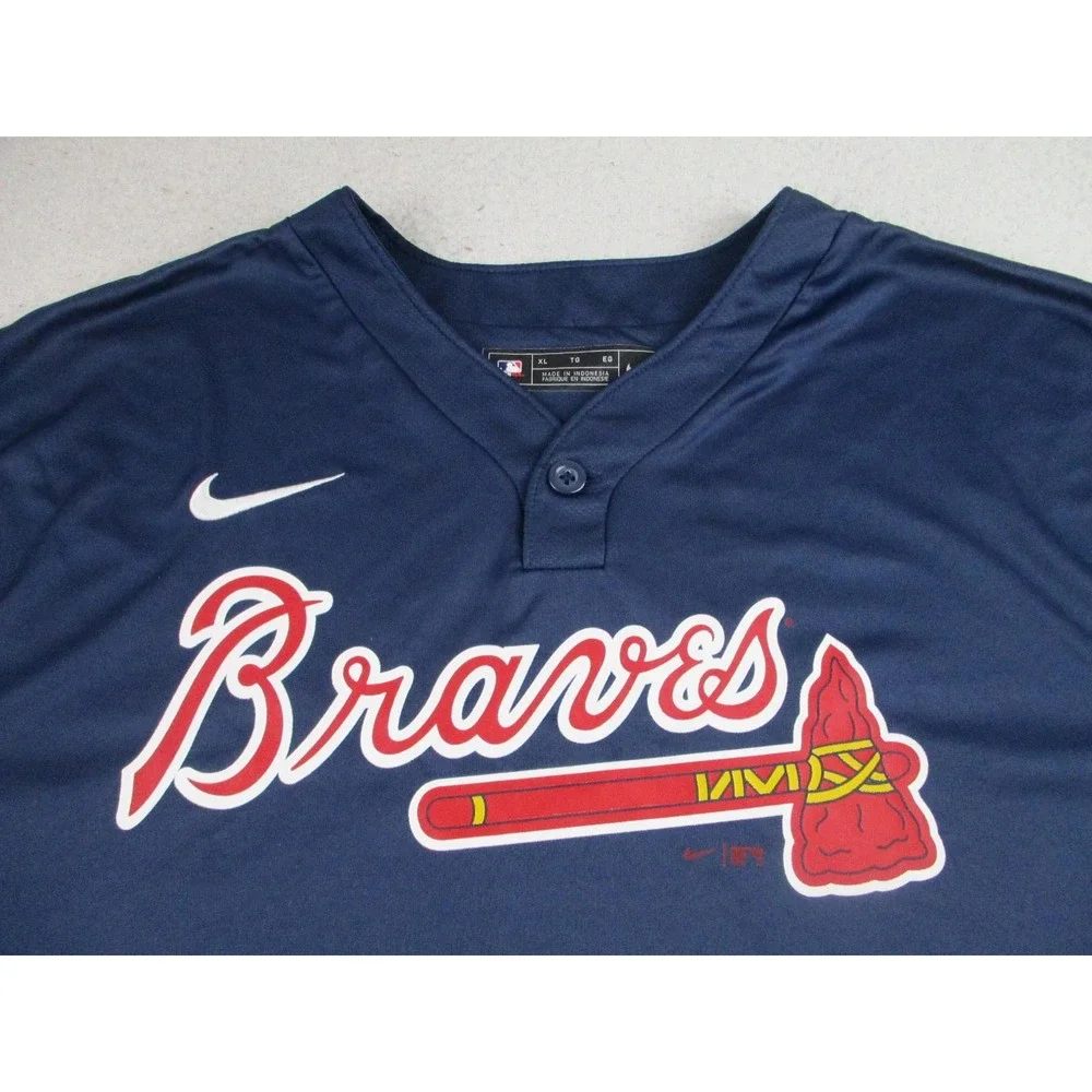Nike Atlanta Braves Shirt Mens XL‎ Blue MLB Baseball Coach Polyester Lightweight